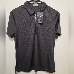 Callaway Opti-Dri Golf Polo Shirt NWT Gray 1/4 Zip Performance Top Size M